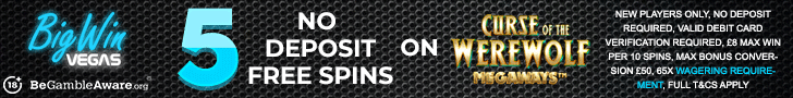 Get 5 Free Spins No Deposit + Spin for up to 500 Free Spins at Big Win Vegas